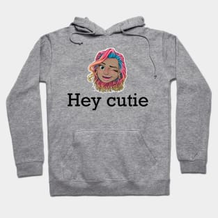 hey cutie Reva Prisma winking face (black text) Hoodie